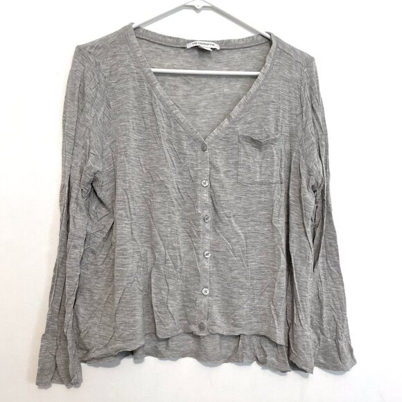 LIZ CLAIBORNE Light Heather Heathered Gray Button Down Cardigan Sweater / Shirt - Picture 1 of 10